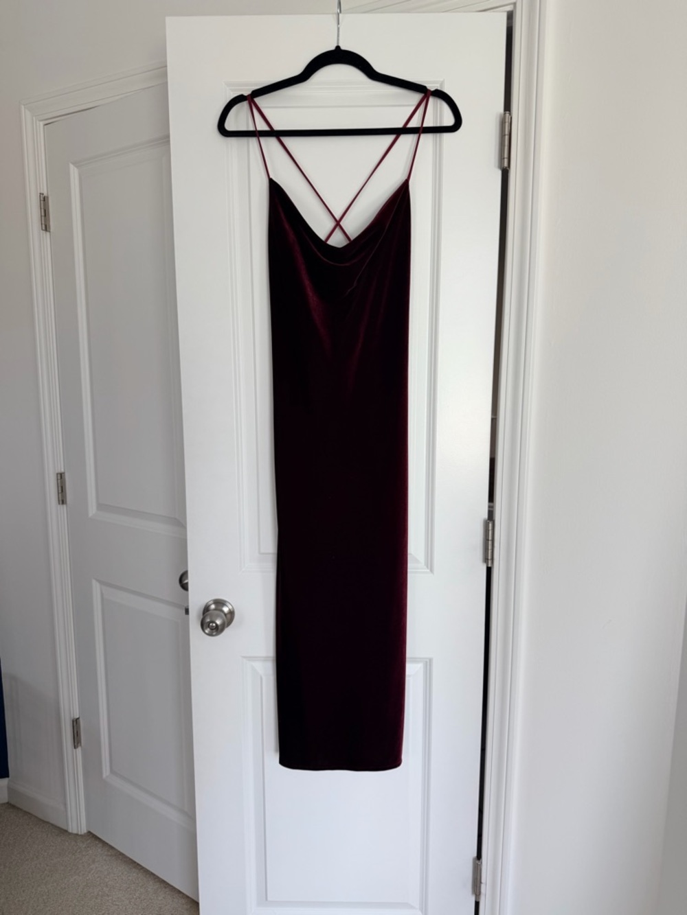 Jenny Yoo Deep Burgundy Velvet Midi Slip Dress
